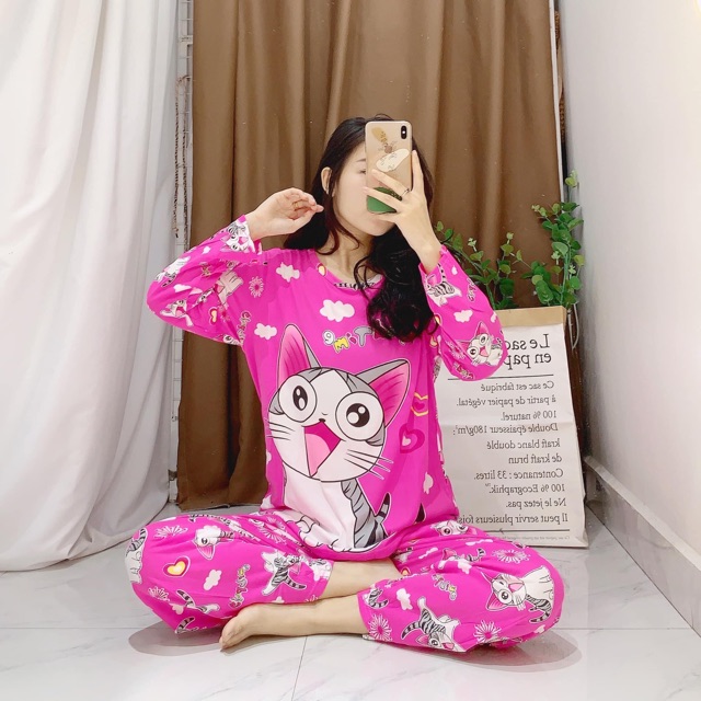 Bộ Mặc Nhà Cotton Cute Tay Dài Quần Dài | BigBuy360 - bigbuy360.vn