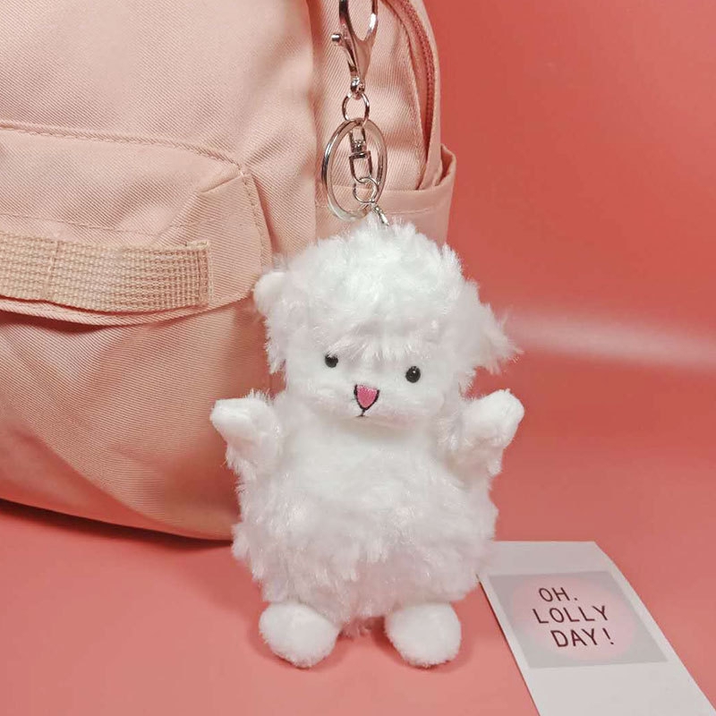 Móc Khóa Cặp Đi Học Hình Cừu Nhồi Bông Đáng Yêu