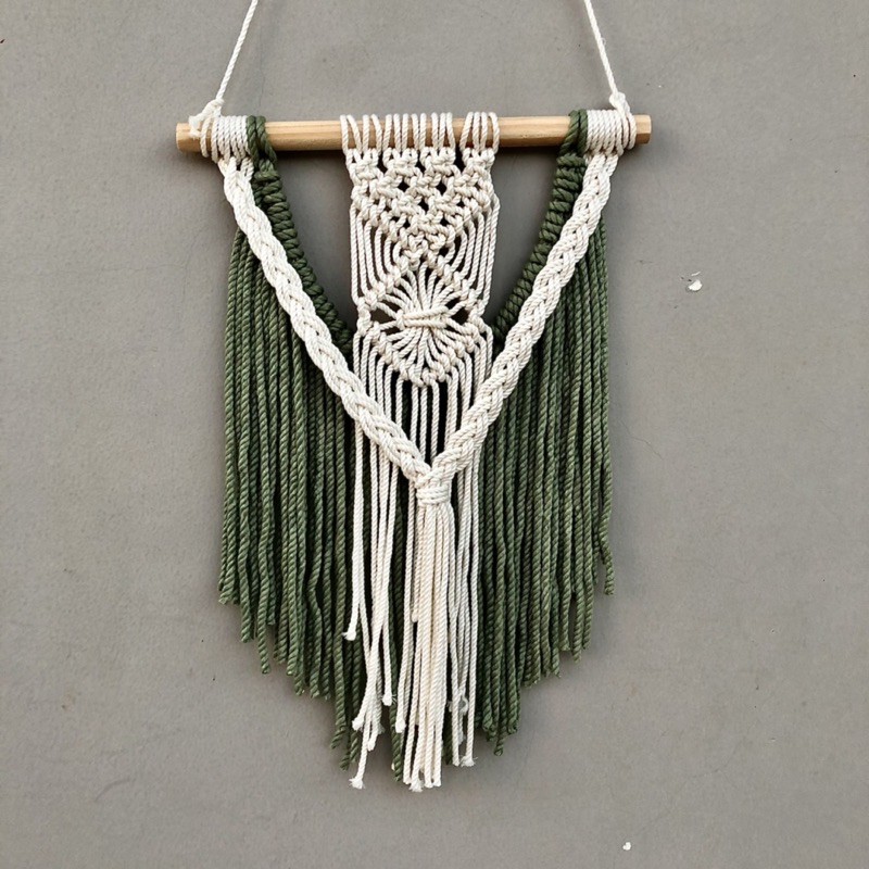 Macrame mành treo tường trang trí phòng decor nhà cửa(ảnh thật, hàng có sẵn) Xanh