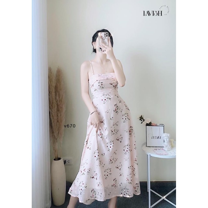 ⚡️BÁN SỈ⚡️Đầm voan hoa 2 dây hồng nhạt | BigBuy360 - bigbuy360.vn