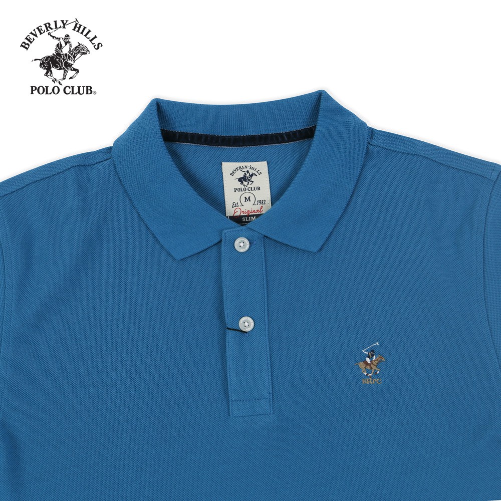 Áo polo ngắn tay BEVERLY HILLS POLO CLUB Slimfit màu xanh biển 100% cotton - PMSSS20TL041