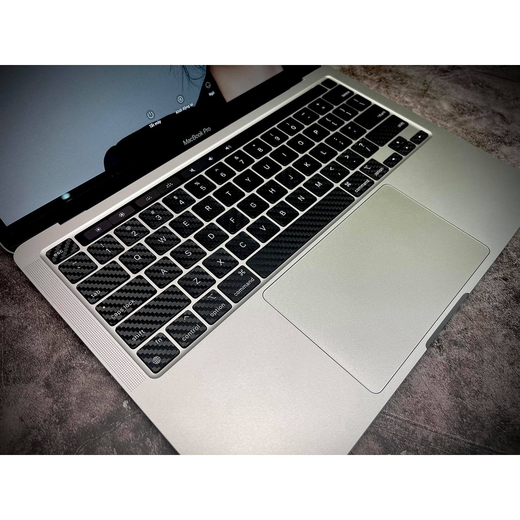 Miếng dán bàn phím MACBOOK mẫu 3M hở đèn Led hình skin decal Black Matrix Camo Nordic Electric Brush Carbon Black Đen Sh