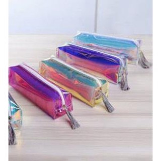 Combo  HB4 Hộp bút túi viết bóp viết hologram hộp bút 7 màu hộp bút trong hộp bút phản quang nhiều màu 16x9x5cm - TV610