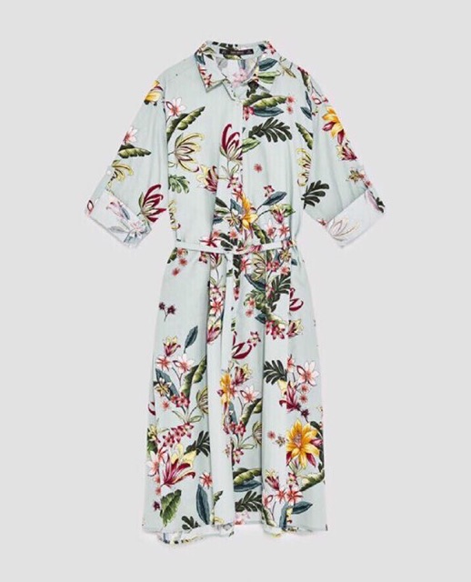 Đầm Zara bông xanh