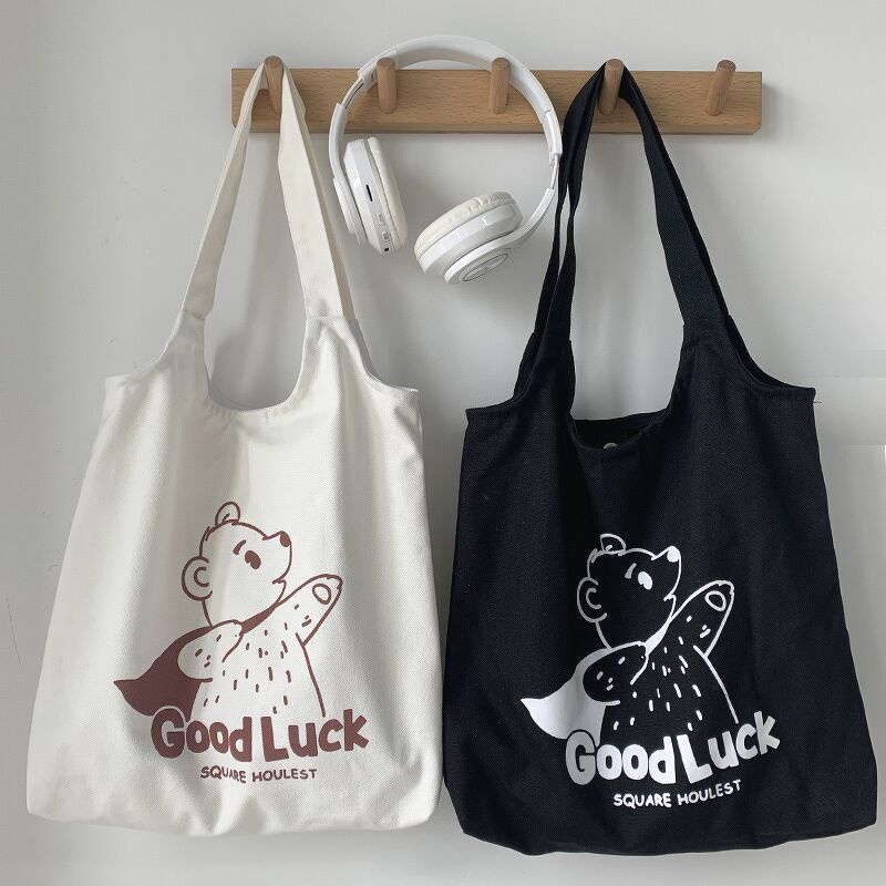 Túi tote quai lớn Gấu Con Good Luck - Hình Vẽ Thú Cưng - Little Girl - Phi Hành Gia vũ trụ - Nhóc Bò Sữa Phi Hành Gia