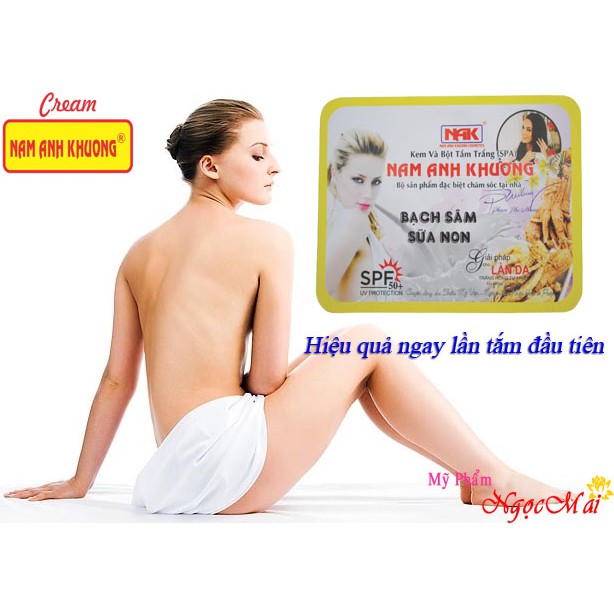 NAM ANH KHƯƠNG - Kem và bột tắm trắng tinh chất Bạch Sâm và Sữa Non (150g)