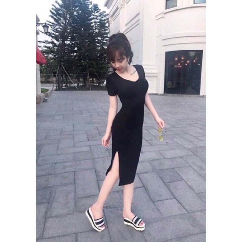 VÁY THUN GÂN CỔ TIM + xẻ tà | BigBuy360 - bigbuy360.vn