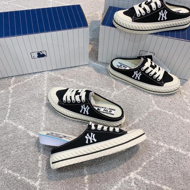 Giày đạp gót MLB đen basic bản mới
