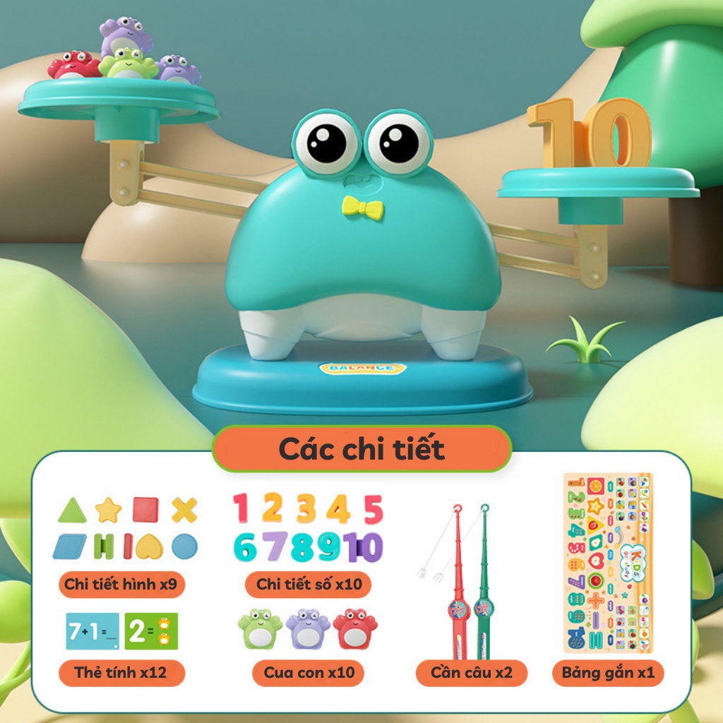 Đồ chơi cho bé gái bé trai PLAYKID cua cân bằng toán học phát triển trí tuệ cho bé PK025