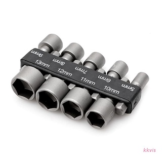 Kkvi 9pcs 5-13mm power nut driver drill bit 1/4" hex shank metric socket wrench screw
