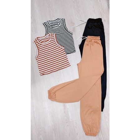 Set bộ áo croptop ba lỗ quần dài (kèm ảnh thật)