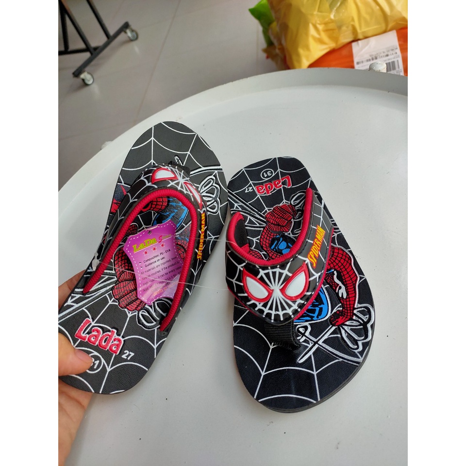 Dép kẹp trẻ em siêu nhân nhện LADA cao cấp, dép siêu nhân nhện cho bé trai siêu bền(size 25-40)