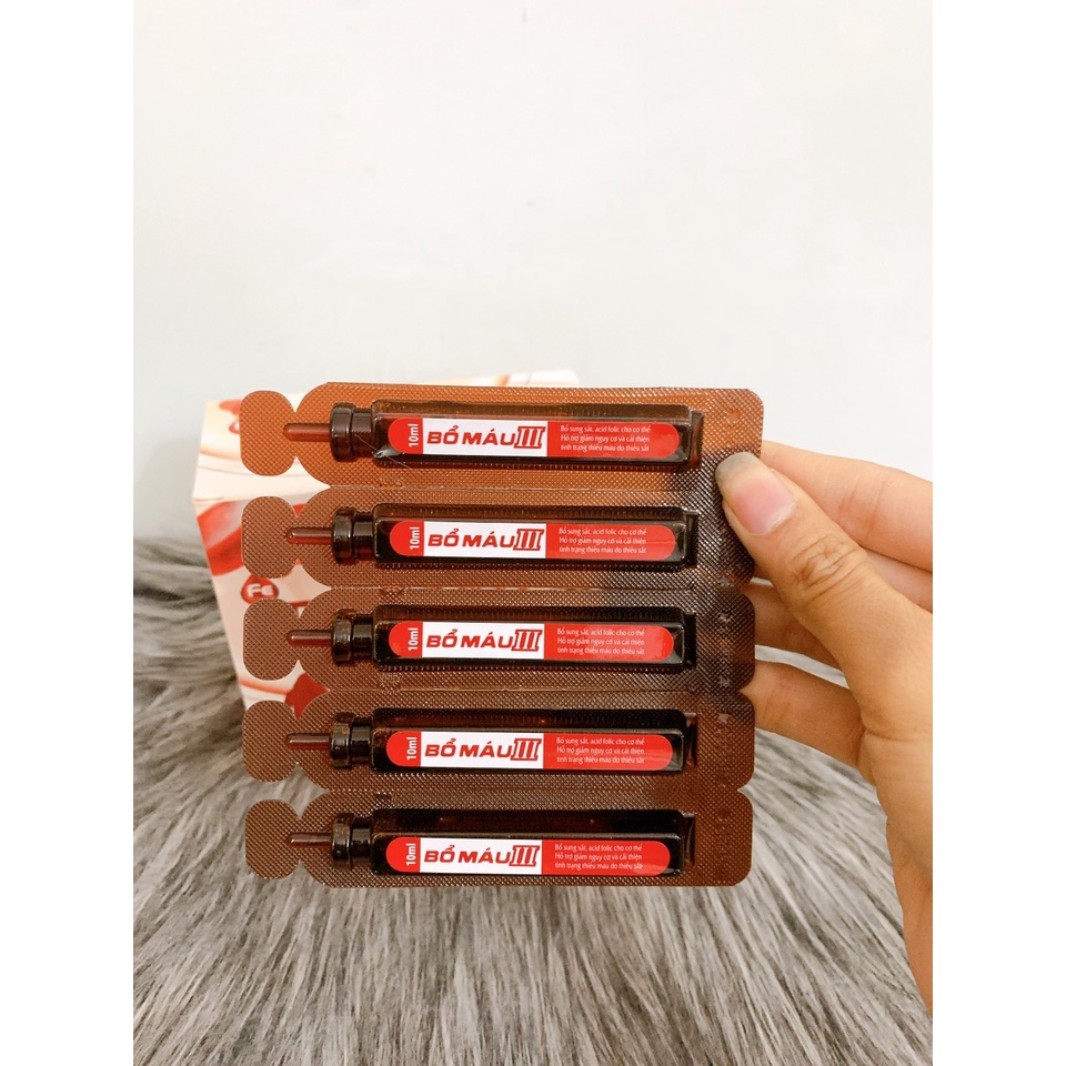 Siro BỔ MÁU III - Hộp 20 ống - Bổ sung sắt, Acid Folic cho người thiếu máu