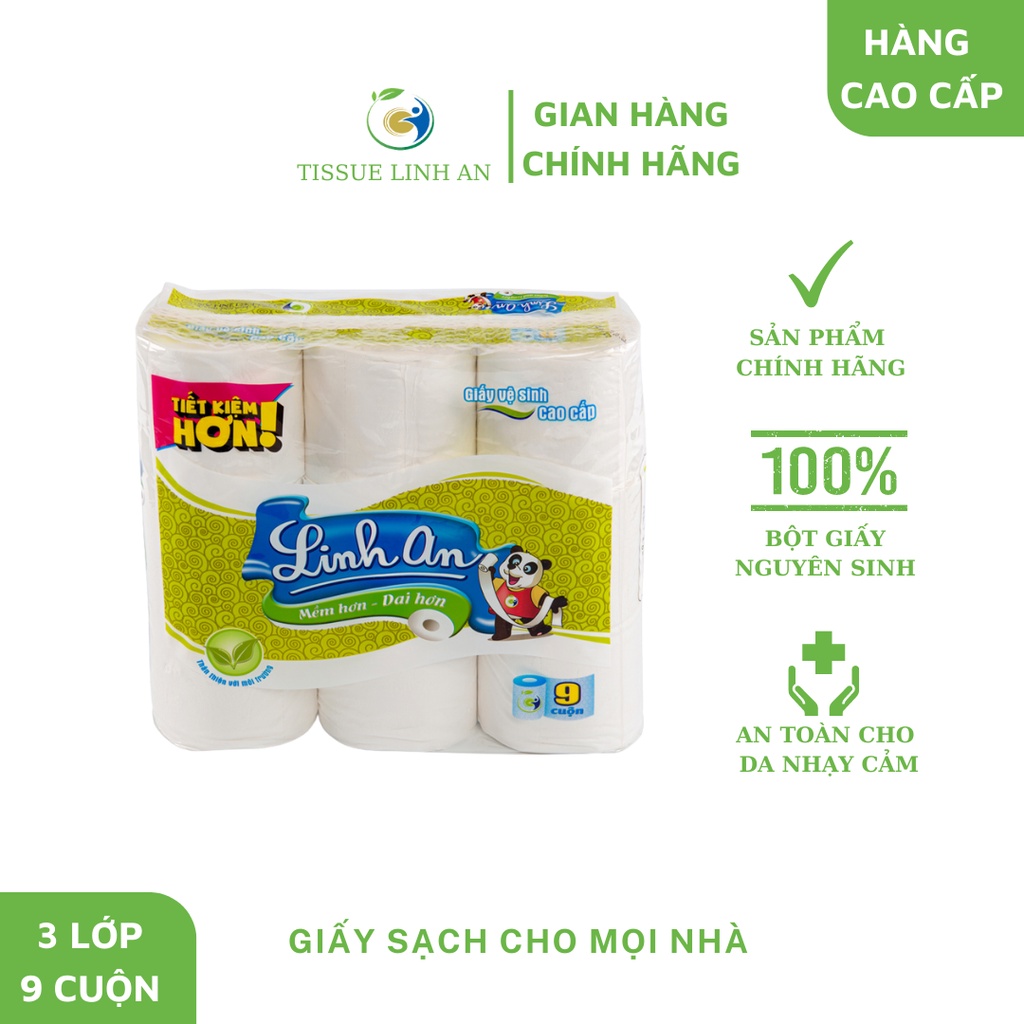 Giấy vệ sinh Linh An 9 cuộn Cao Cấp