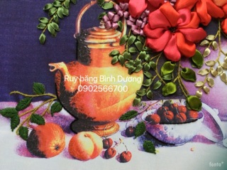 Tranh thêu ruy băng 55x55cm