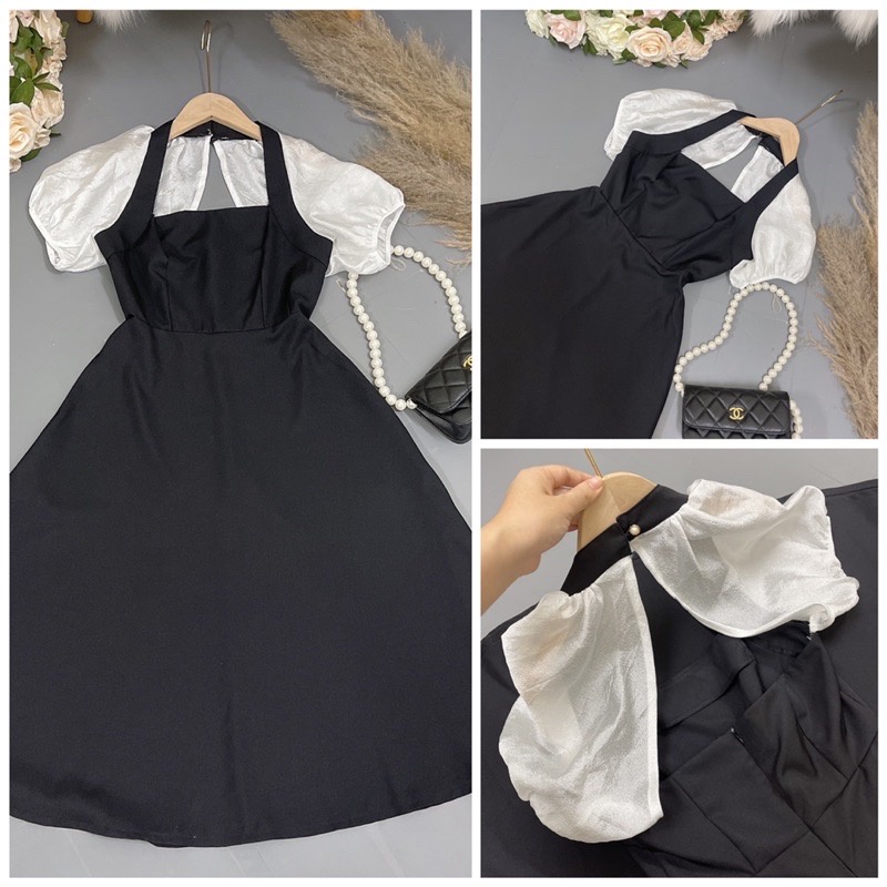 Váy Xòe Midi Khoét Lưng Đi Tiệc, Đi Chơi Tiểu Thư, Sang Chảnh - Khánh Vy Boutique