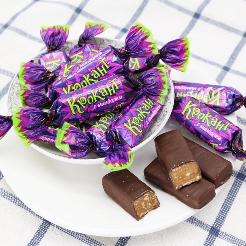 Socola tím Krokant kẹo sô-cô-la hạnh nhân đậu phộng Nga [Loại Đặc Biệt]thơm béo ít ngọt cực ngon hộp 300gr | đồ ăn vặt