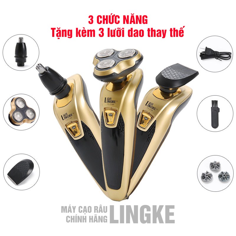 Máy cạo râu thông minh LINGKE FS3188 , máy cạo râu đa năng chống nước cao cấp (bảo hành 12 tháng)