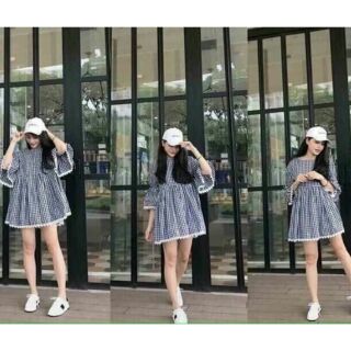 Đầm Baby Doll Caro Tay Loe Viền Ren