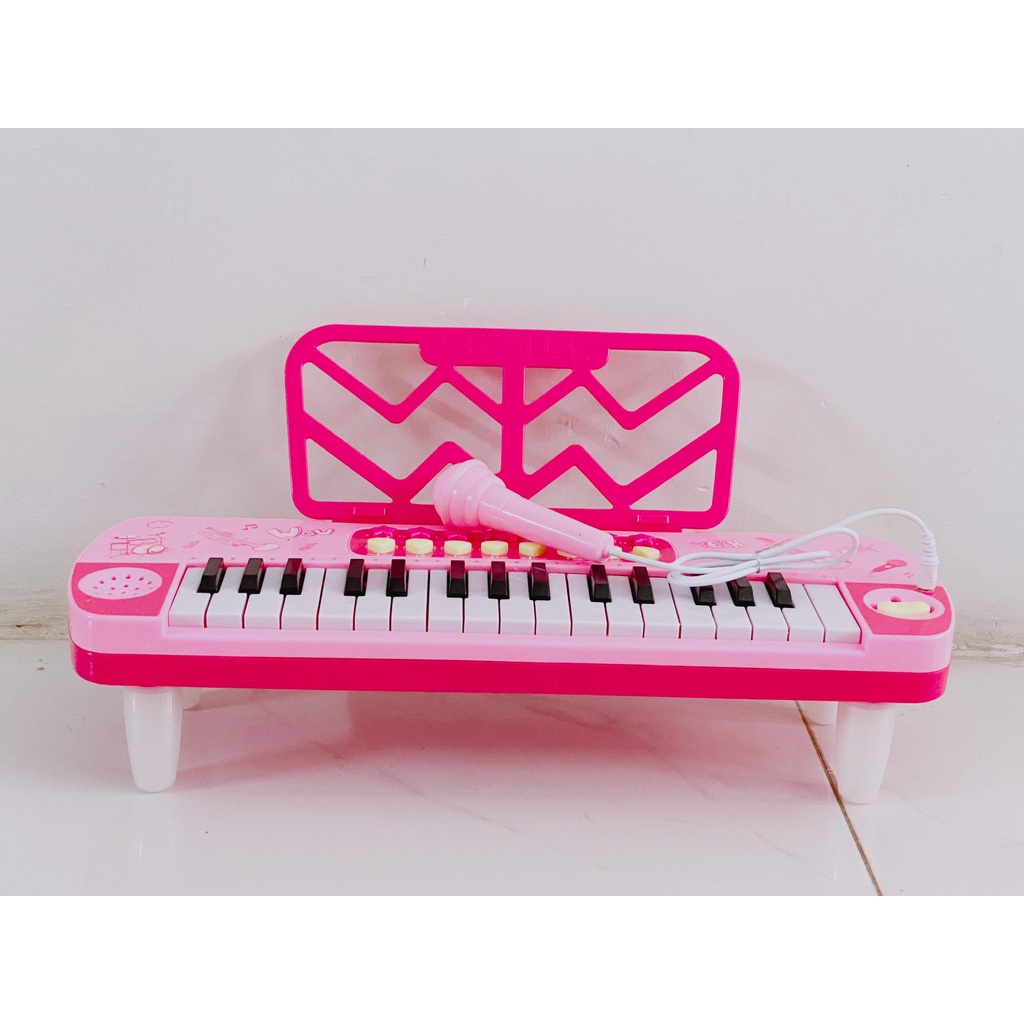 Đàn Organ điện tử có mic cho bé tập tập làm nhạc sĩ, đồ chơi đàn Organ phát nhạc nhiều giai điệu, có 2 màu xanh và hồng