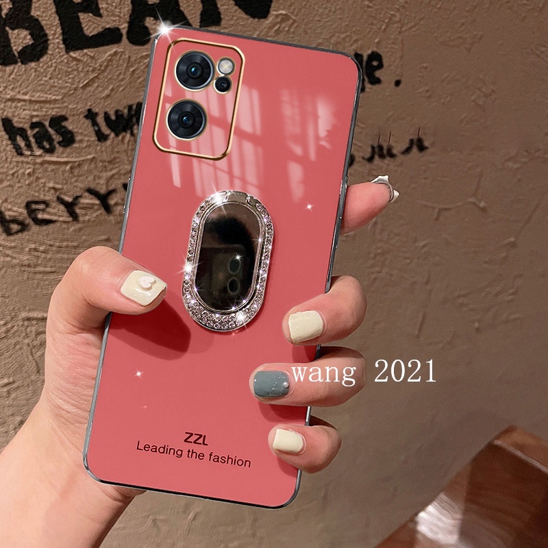 Ốp Điện Thoại Mềm Mặt Gương Đính Đá Sang Trọng Cho OPPO Reno 7 Z 5G 4G Reno7 Pro
