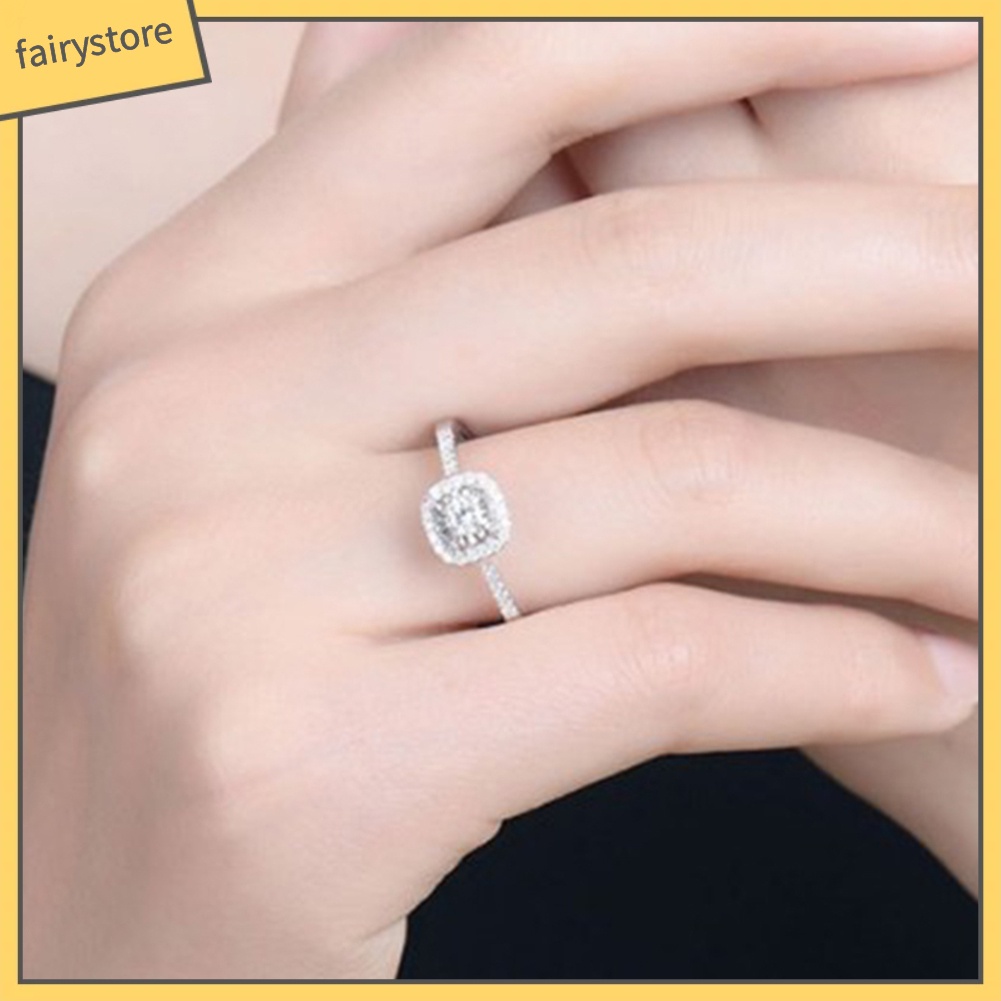 Nhẫn Đính Hôn Đính Đá Nhân Tạo Thời Trang Dành Cho Nữ