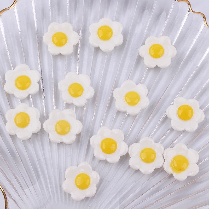 Set 20 Phụ Kiện Trang Trí Điện Thoại/Tủ Lạnh Hình Trứng Ốp La Bằng Nhựa Resin Dễ Thương Diy