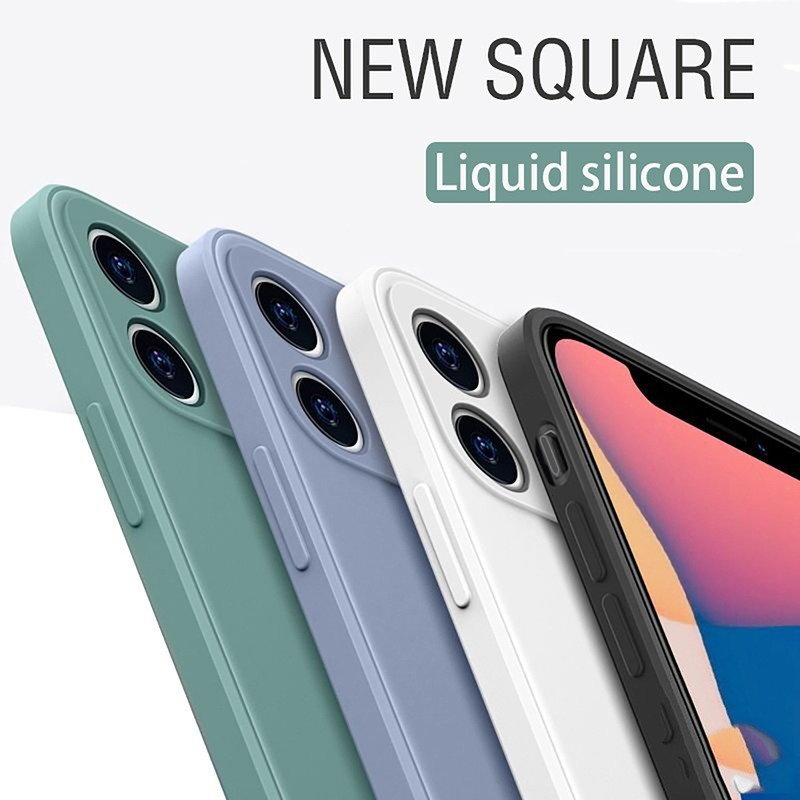 Ready Stock iPhone 8 7 6 6s Plus Phone Case Straight Edge Liquid Casing Simple Candy Color Lens Protector With Logo Soft Silicone Soft Silicone Back Cover