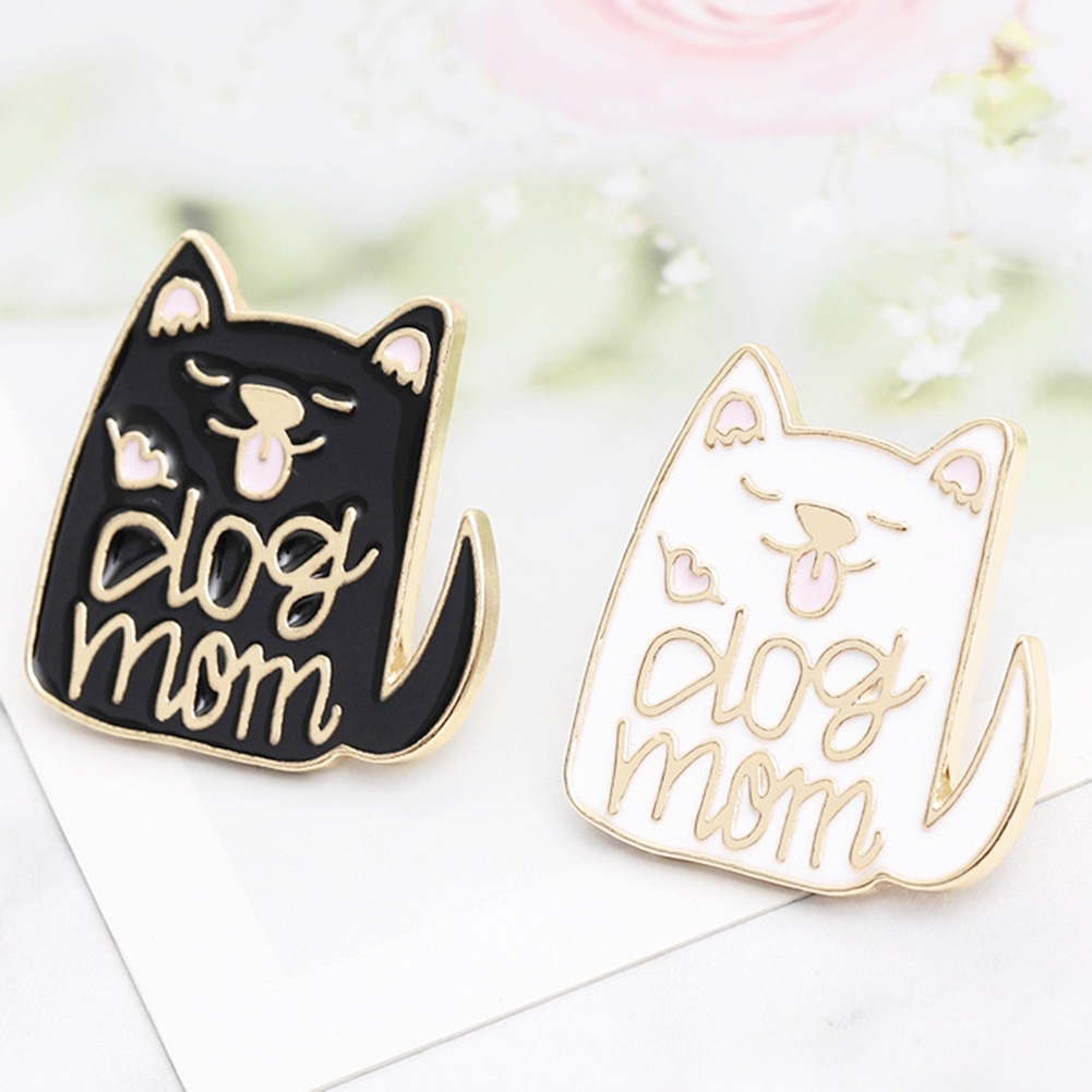 YOML✔Fashion Women English Letter Dog Mom Cat Lady Badge Brooch Pin Clothes Jewelry