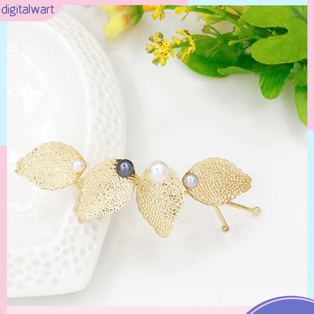 Trâm Cài Tóc Hình Chiếc Lá Đính Ngọc Trai Nhân Tạo Sang Trọng Dành Cho Nữ