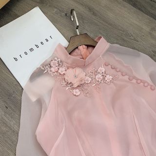 ÁO DÀI HỒNG ĐÍNH NGỌC
