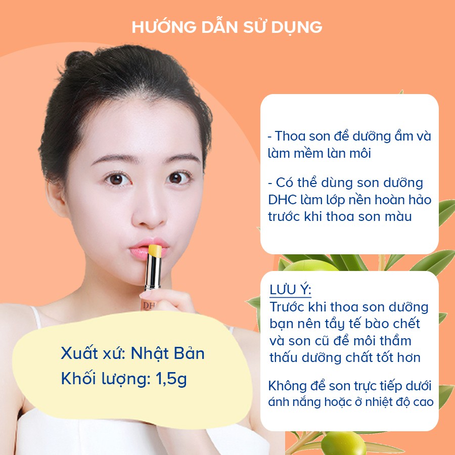 [HÀNG NHẬP KHẨU] Son Dưỡng Môi Không Màu DHC Lip Cream Nhật Bản Giữ Ẩm Môi, Dưỡng Môi Căng Mịn Sáng Hồng Tự Nhiên 1.5g