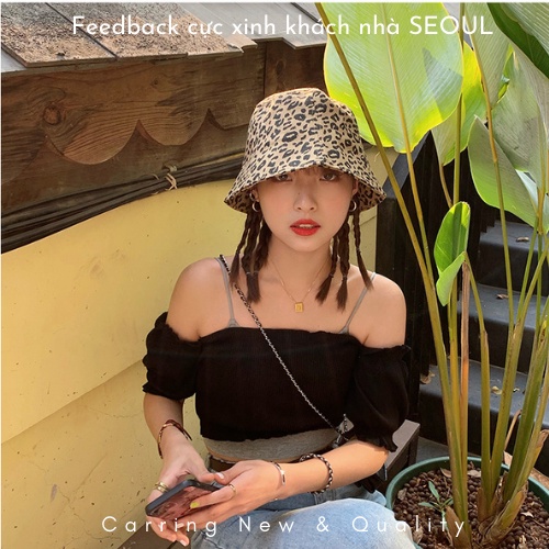 Nón bucket cao cấp chất liệu Cotton siêu nhẹ tạo vân da báo, mũ vành tròn Hotrend hè 2022