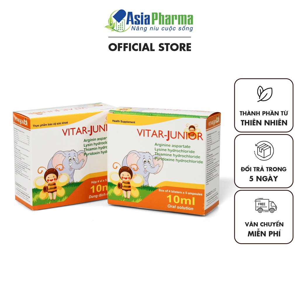 Dung dịch siro uống cho trẻ biếng ăn Vitar Junior bổ sung acid amin và vitamin, thực phẩm chức năng cho bé - ASIA PHARMA