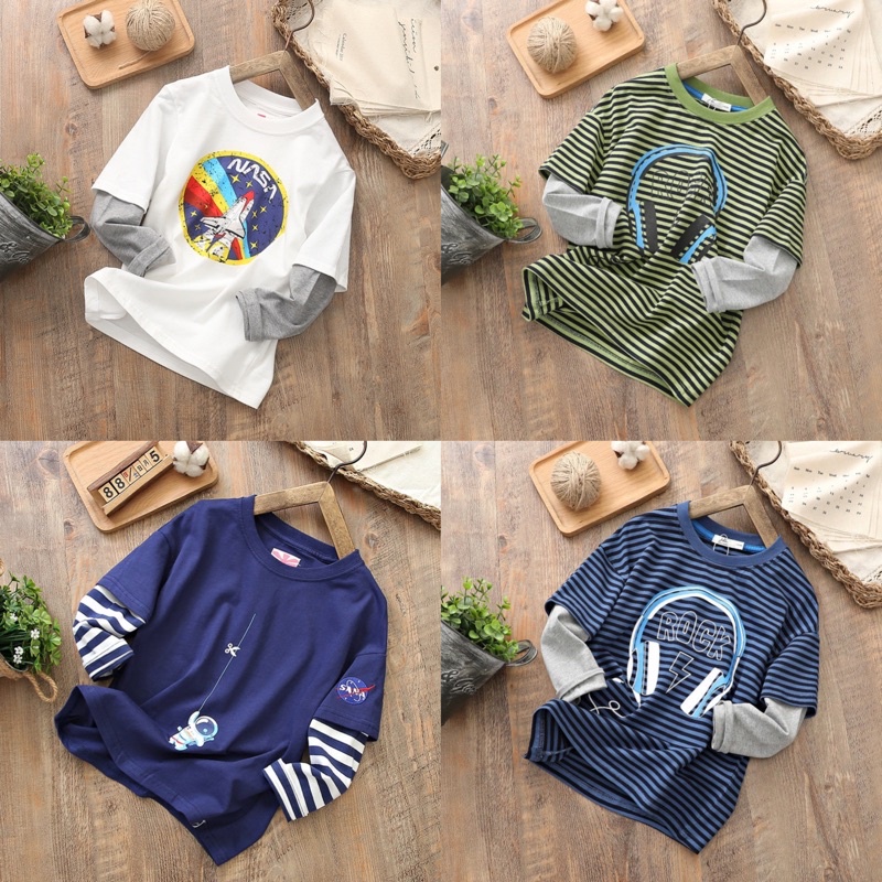 Áo cotton dài tay thu đông bé trai hàng QC cao cấp