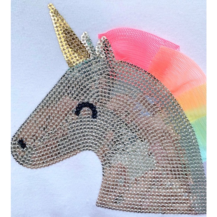 Đầm thun xuất xịn Tay Cánh tiên phối VOAN Đính KIM SA Ngựa Pony bé gái Cat & Jack 2-5T