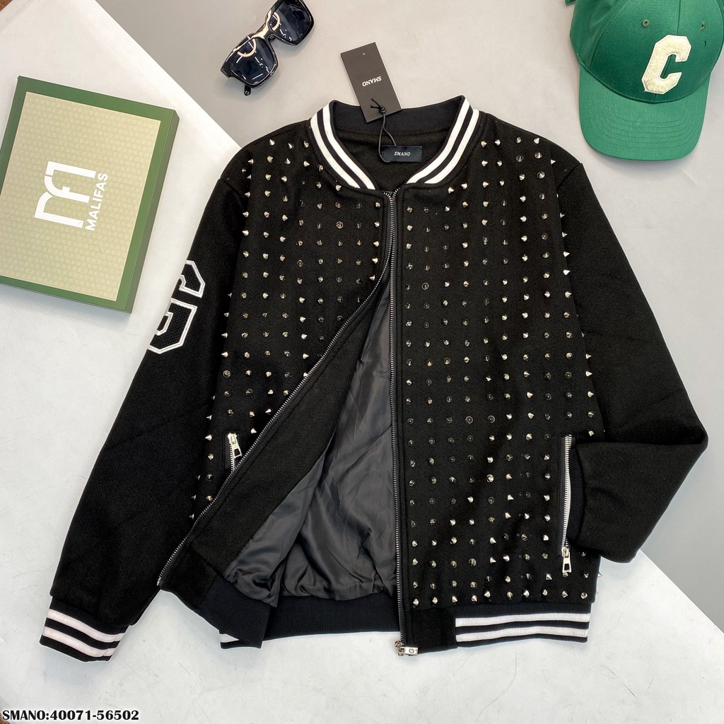 Áo Khoác Bomber Nam Đính Đá Cao Cấp - Áo Khoác Bomber Chất Dạ Cao Cấp Dành Cho Nam DT FASHION MENWEAR