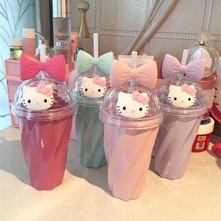 Cốc Rơm Sáng Tạo Hello Kitty Nơ Dễ Thương Cốc Nước Đi Kèm Cốc Takeaway Cốc Bảo Vệ Môi Trường Cốc Cà Phê Dã Ngoại Cắm Trại 420ml Cốc Màu Kẹo