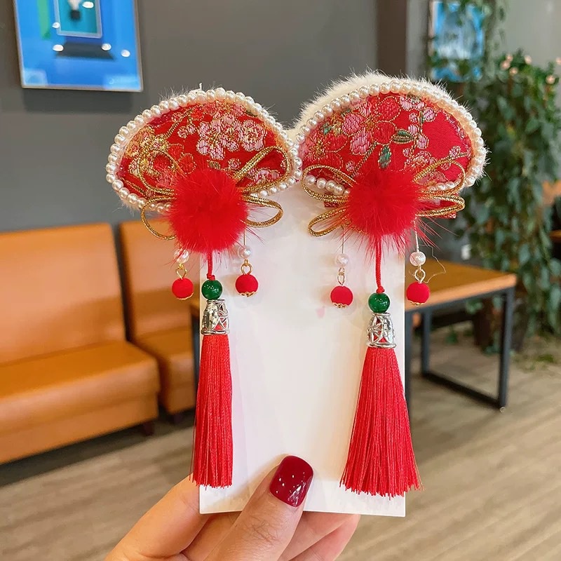 1 Cặp Trâm Cài Tóc Hình Nơ / Thỏ / Hoa Phong Cách Hán Phục Trung Hoa Dễ Thương Dành Cho Bé Gái