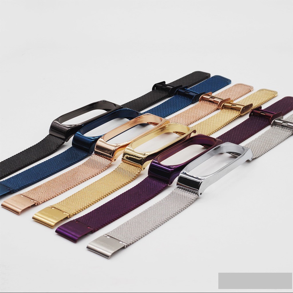 Dây đeo kim loại mắt lưới cho vòng tay thông minh Xiaomi Mi band 6/5/4 chính hãng Mijobs