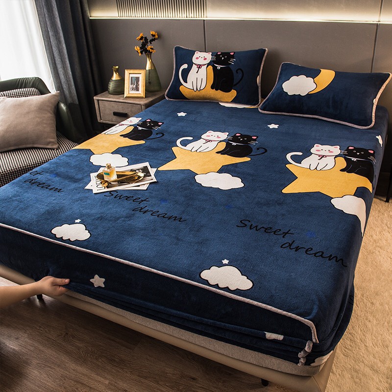 [Loại 1] Set ga gối nỉ sữa bo chun bọc đệm, tặng kèm 2 vỏ gối | BigBuy360 - bigbuy360.vn