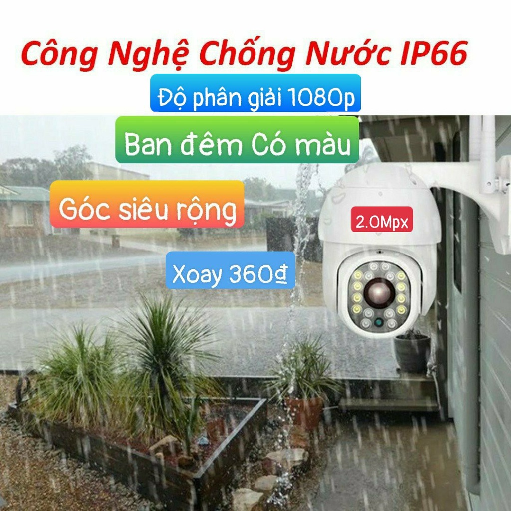 Camera IP Yoosee PTZ ngoài trời 1080p xoay 360 độ, chống nước, báo động chống trộm, ban đêm có màu