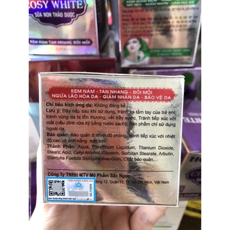 Kem Nhung Sữa Non Thảo Dược Cosy White Ngăn Ngừa Lão Hoá ,Nám Tàn Nhang Đồi Mồi H3 18gr