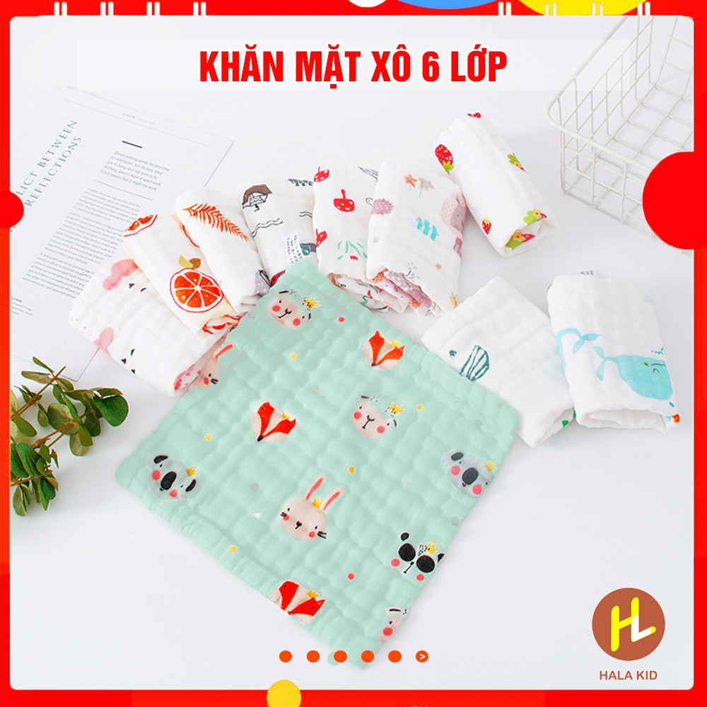 Set 3 Khăn mặt xô sợi tre 6 lớp dày dặn, mềm mịn cho bé - QATE0022