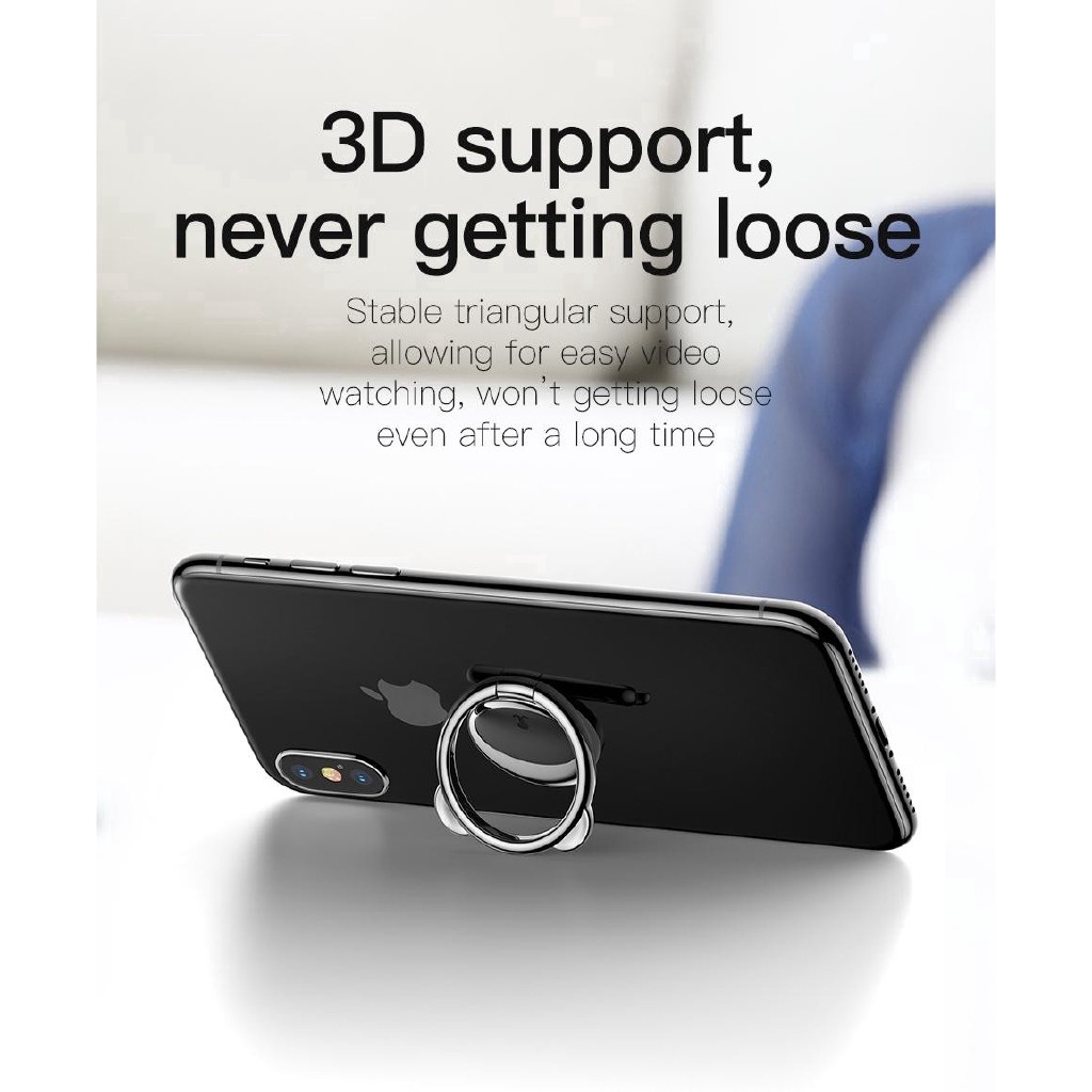Giá đỡ điện thoại dạng nhẫn kim loại có nam châm hiệu Baseus cho iPhone Samsung Xiaomi
