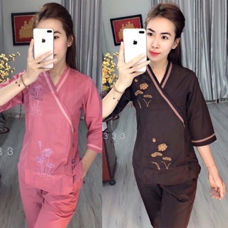 Đồ lam đi chùa 🌼🌼mẩu bà lai viền 🌼🌼 nử đi chùa