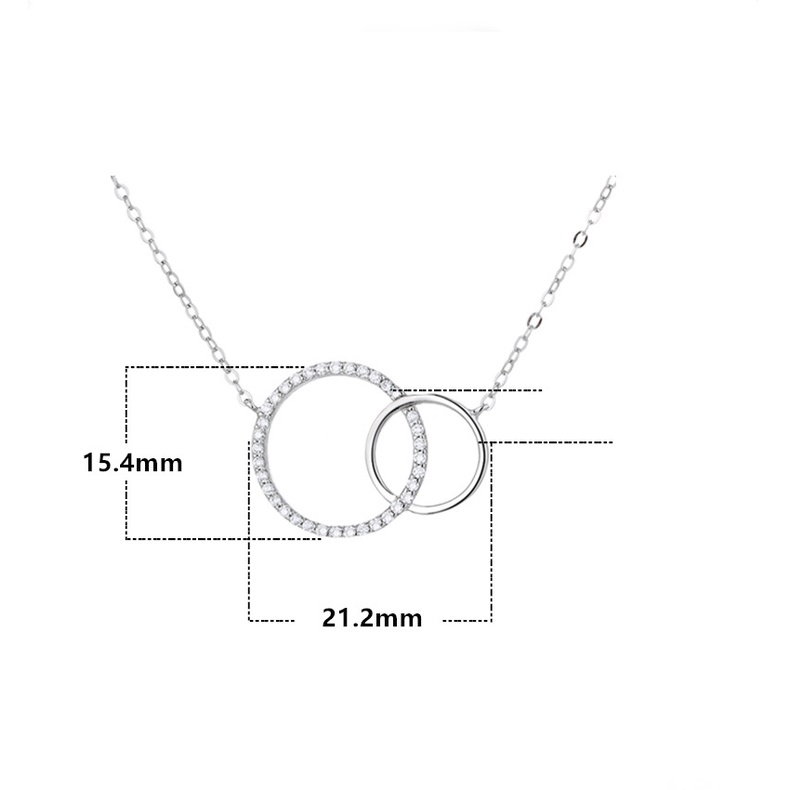 Dây chuyền bạc nữ ATJ9068 Double Circle Necklace 2 vòng tròn đính đá ANTA Jewelry