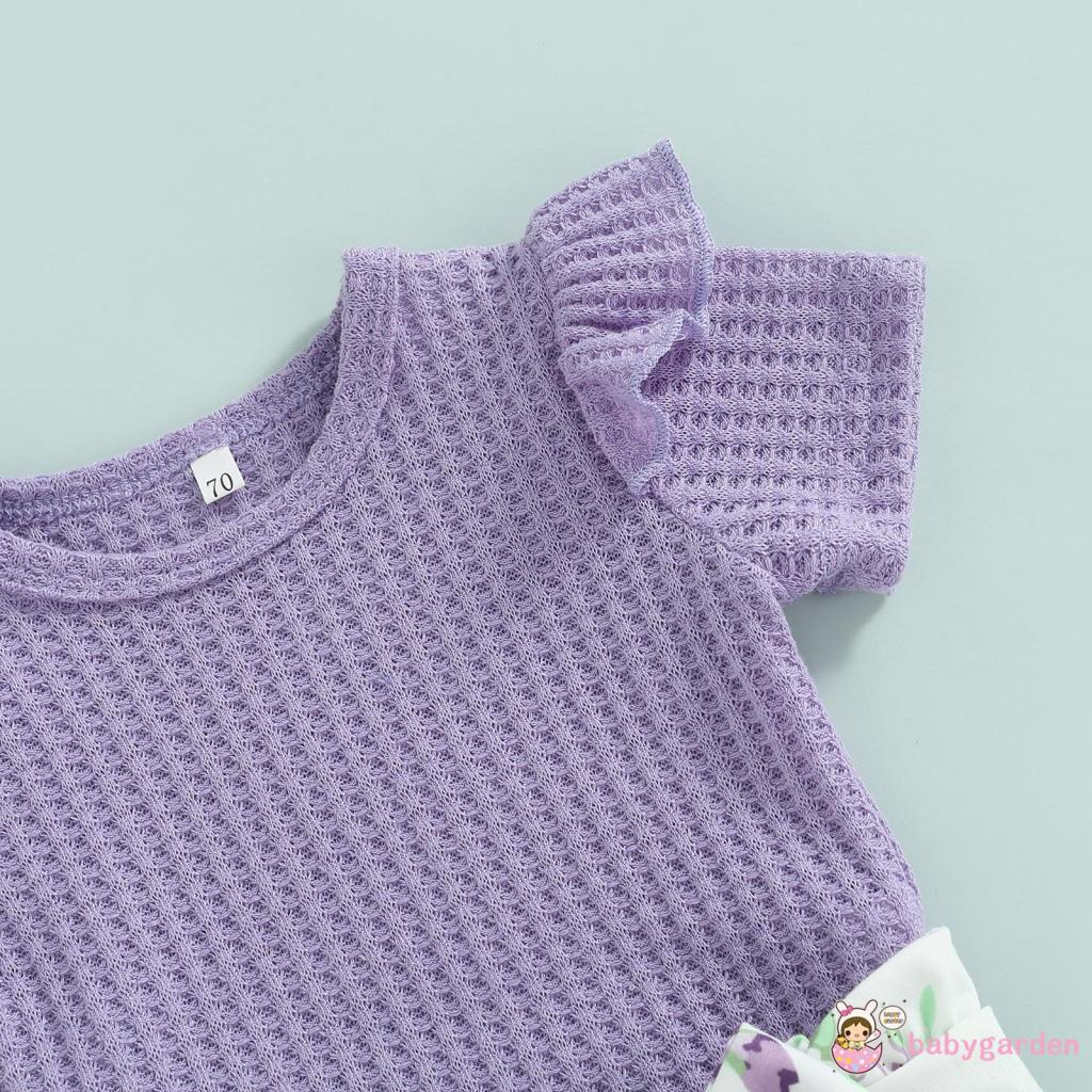 Bộ Áo Liền Quần Tay Ngắn Màu Trơn Phối Nơ Thời Trang Mùa Hè Cho Bé Gái 0-24 Tháng Tuổi