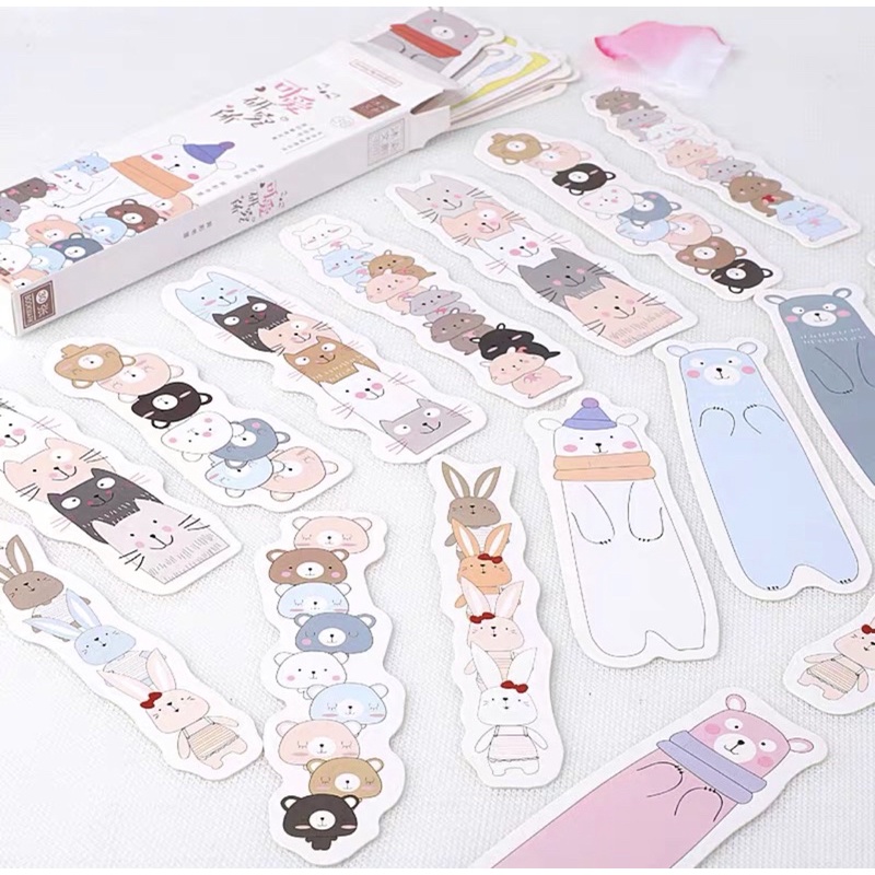 Hộp 30 Bookmark đánh dấu trang hình gấu siêu cute