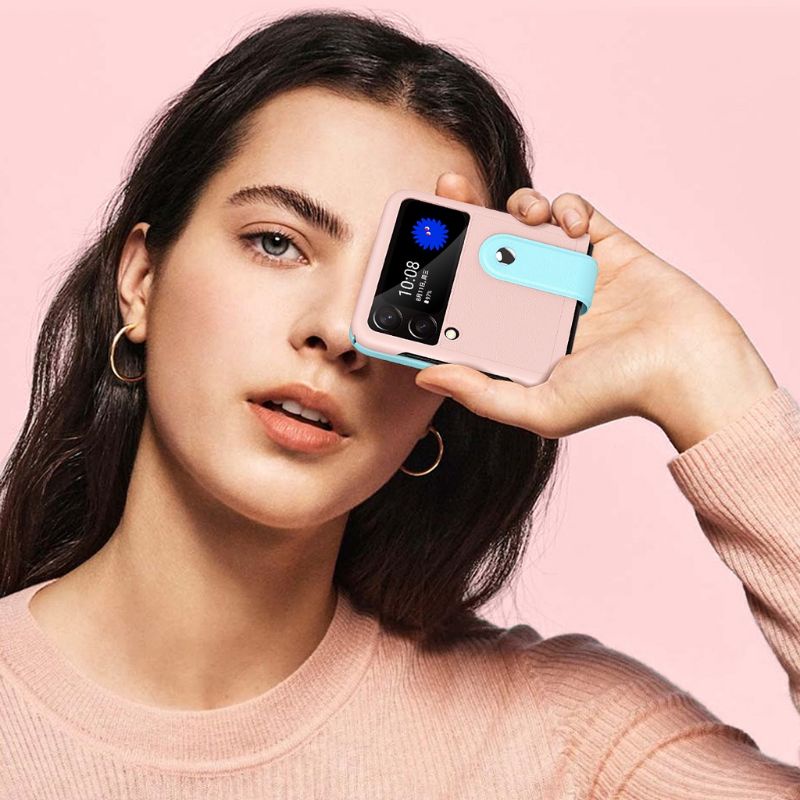 Ốp Samsung Z Flip5 - Z Flip 5 - Z Flip3 - ZFlip4 phối màu cá tính kèm thanh giá đỡ đeo tay điều chỉnh